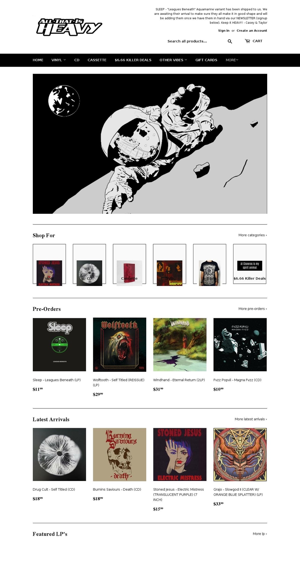 allthatisheavy.com shopify website screenshot