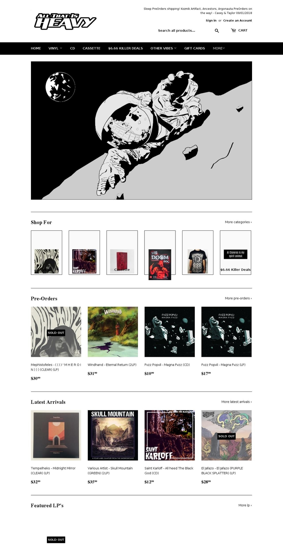 allthatisvinyl.com — Shopify storefront screenshot