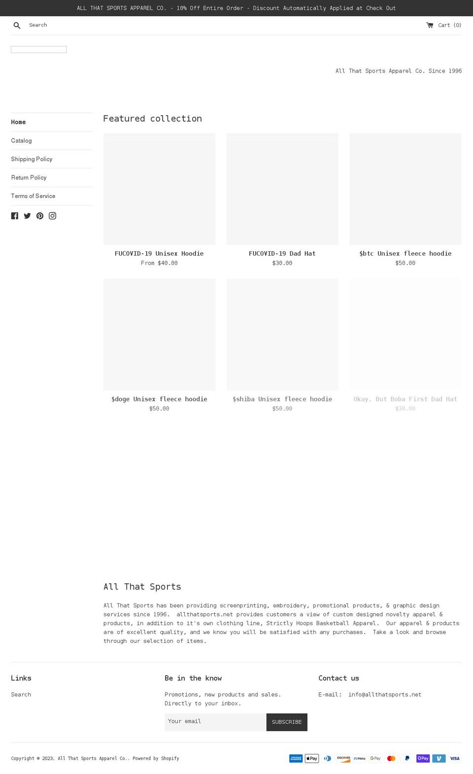 allthatsports.net shopify website screenshot