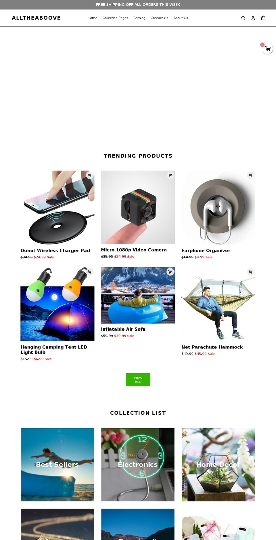 alltheaboove.com shopify website screenshot
