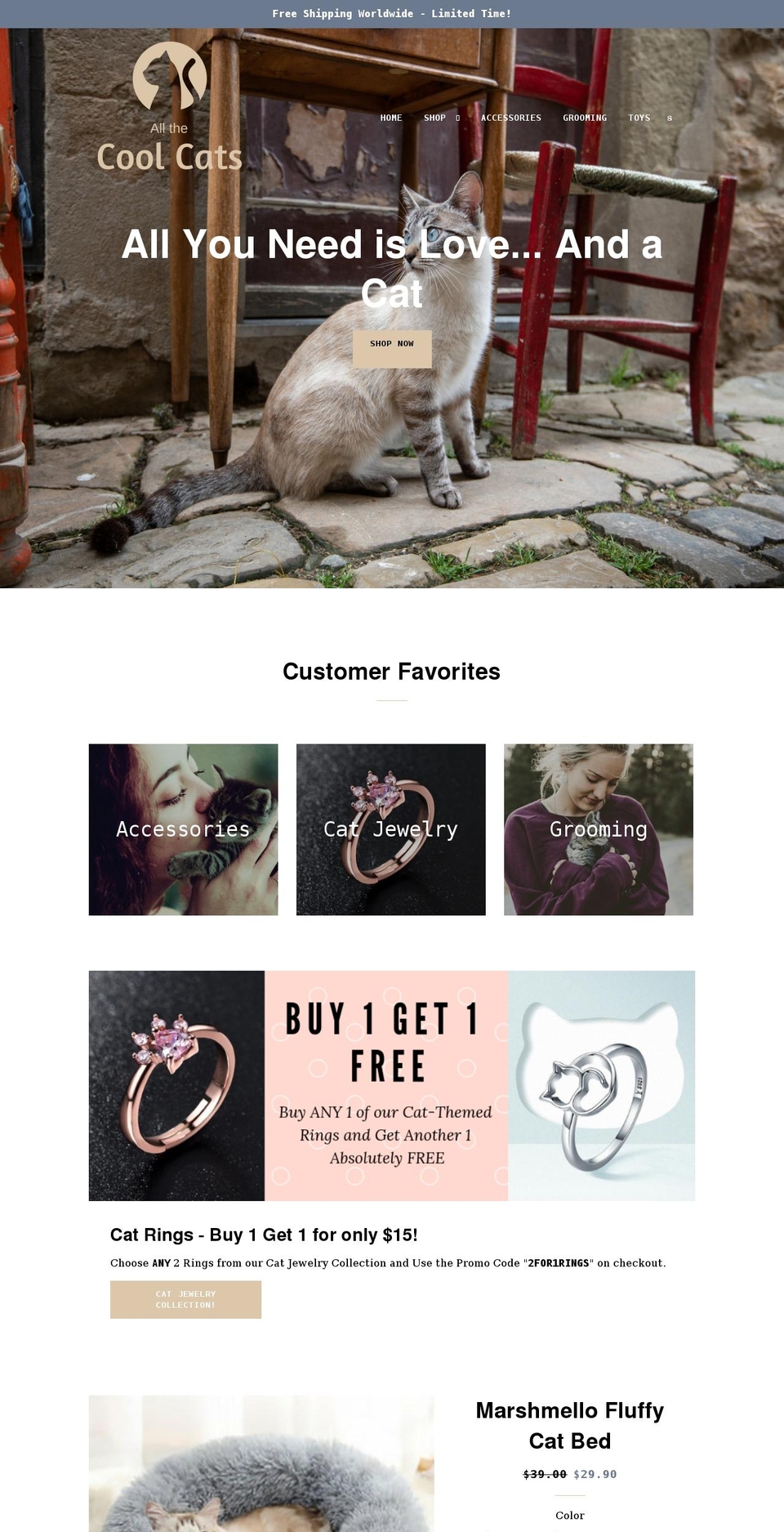 allthecoolcats.com shopify website screenshot