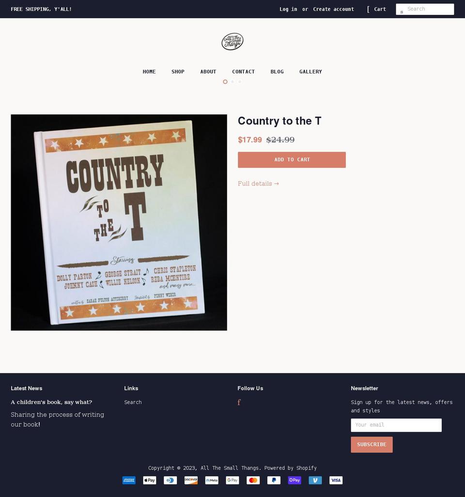 allthesmallthangs.com shopify website screenshot