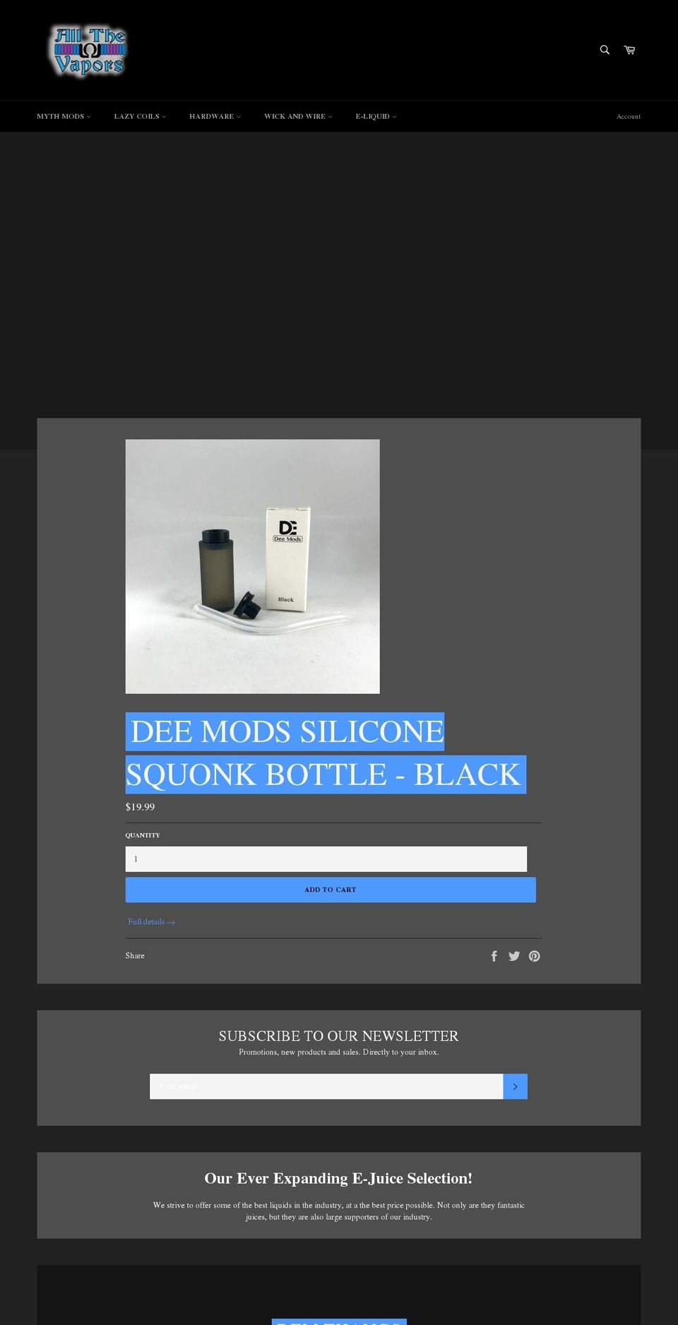allthevapors.com — Shopify storefront screenshot