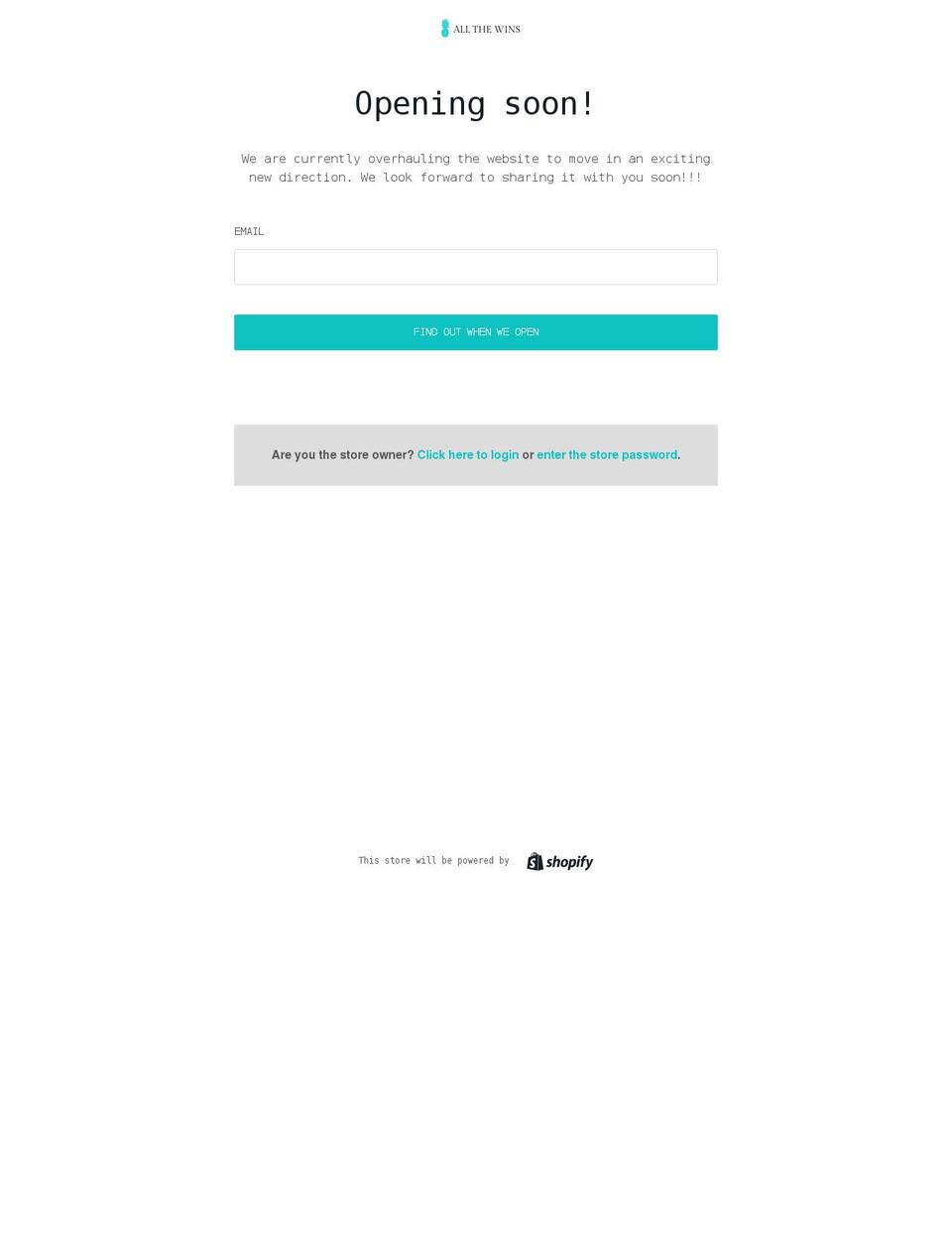 allthewins.com shopify website screenshot