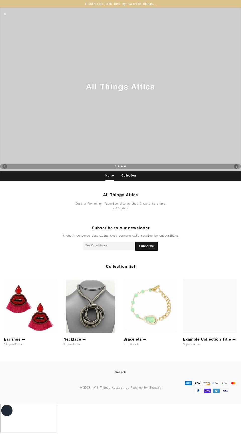 allthingsattica.com shopify website screenshot