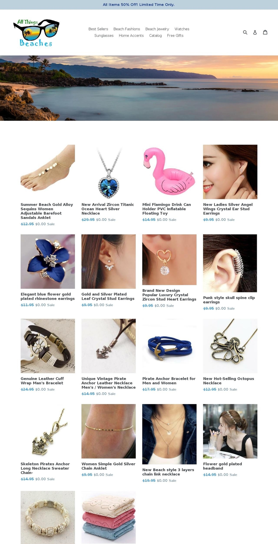 allthingsbeaches.com shopify website screenshot