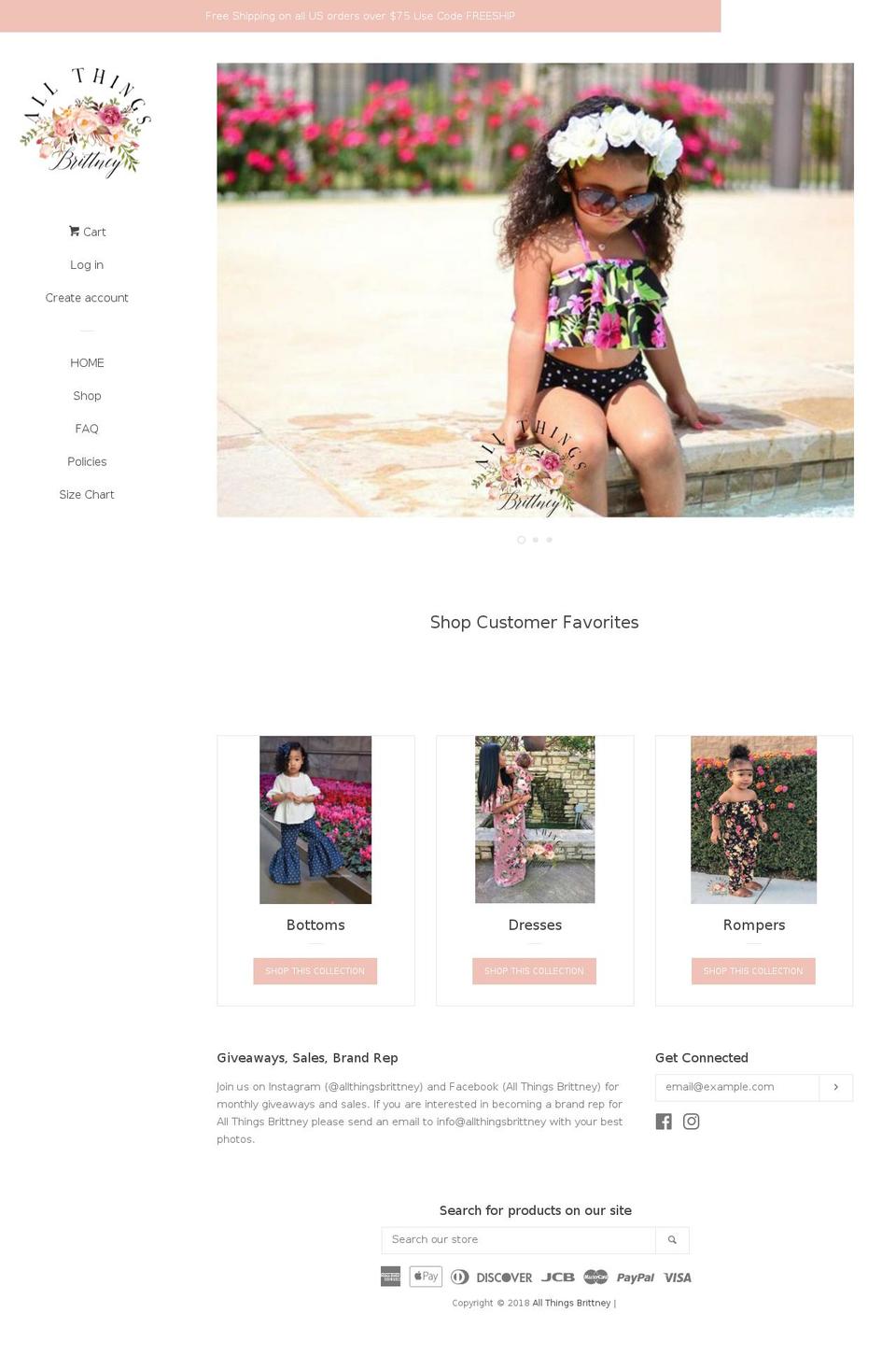 allthingsbrittney.com — Shopify storefront screenshot