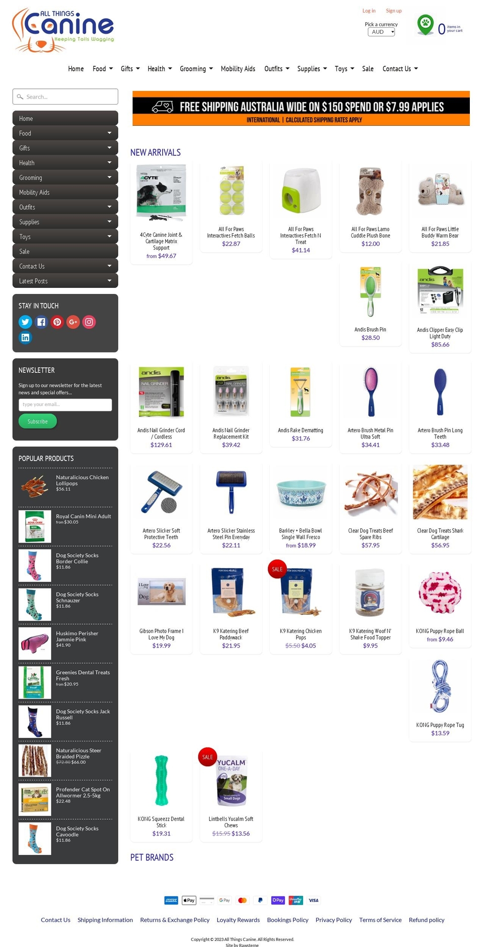 allthingscanine.com.au shopify website screenshot