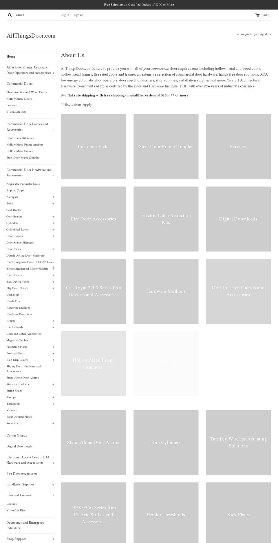 allthingsdoor.com shopify website screenshot