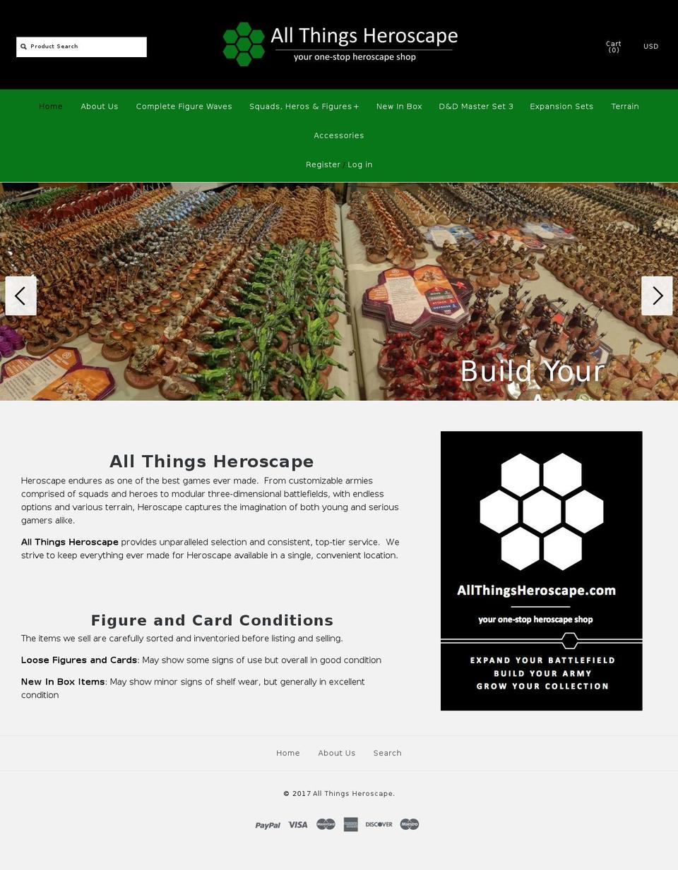 allthingsheroscape.com shopify website screenshot