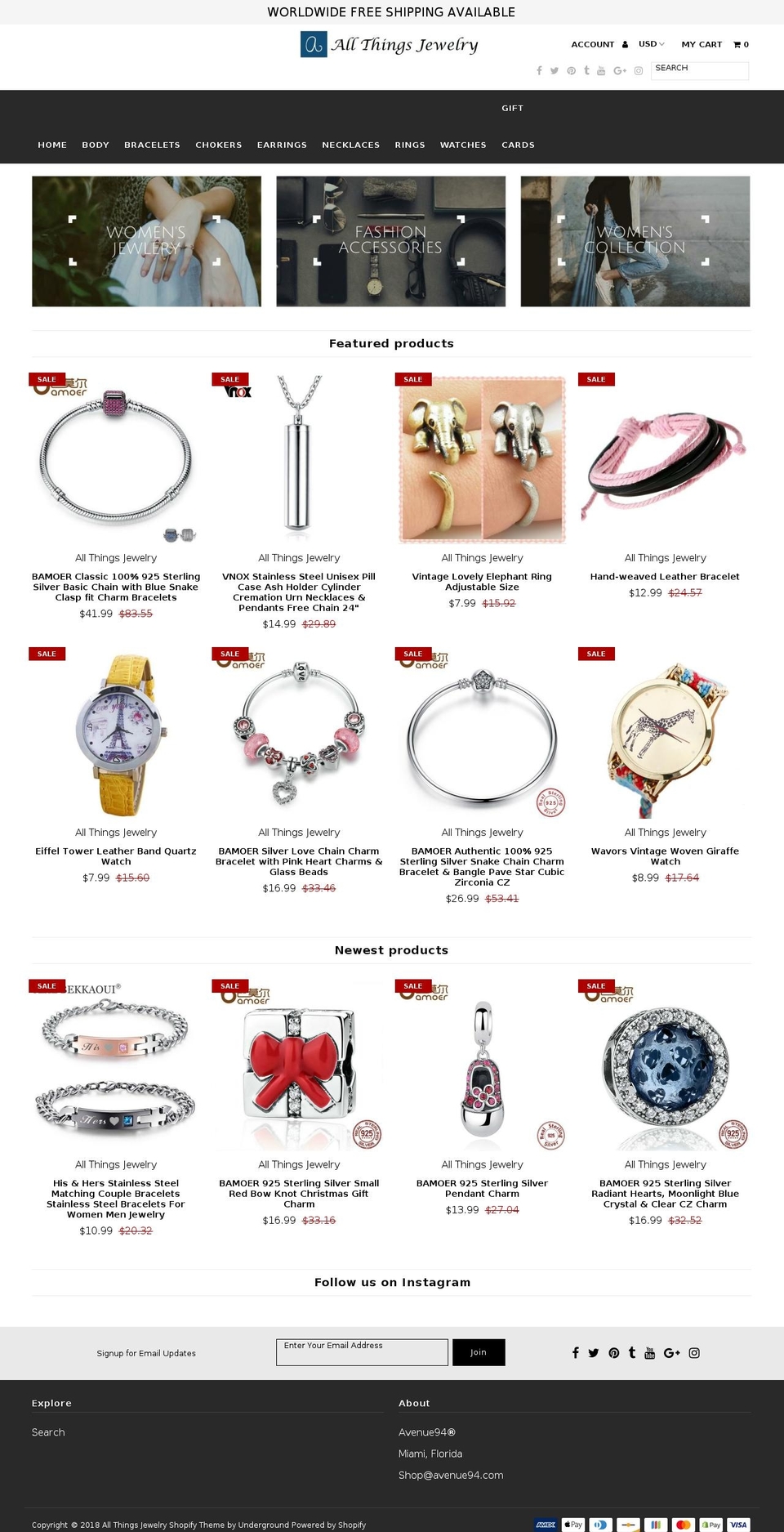 allthingsjewlery.com — Shopify storefront screenshot