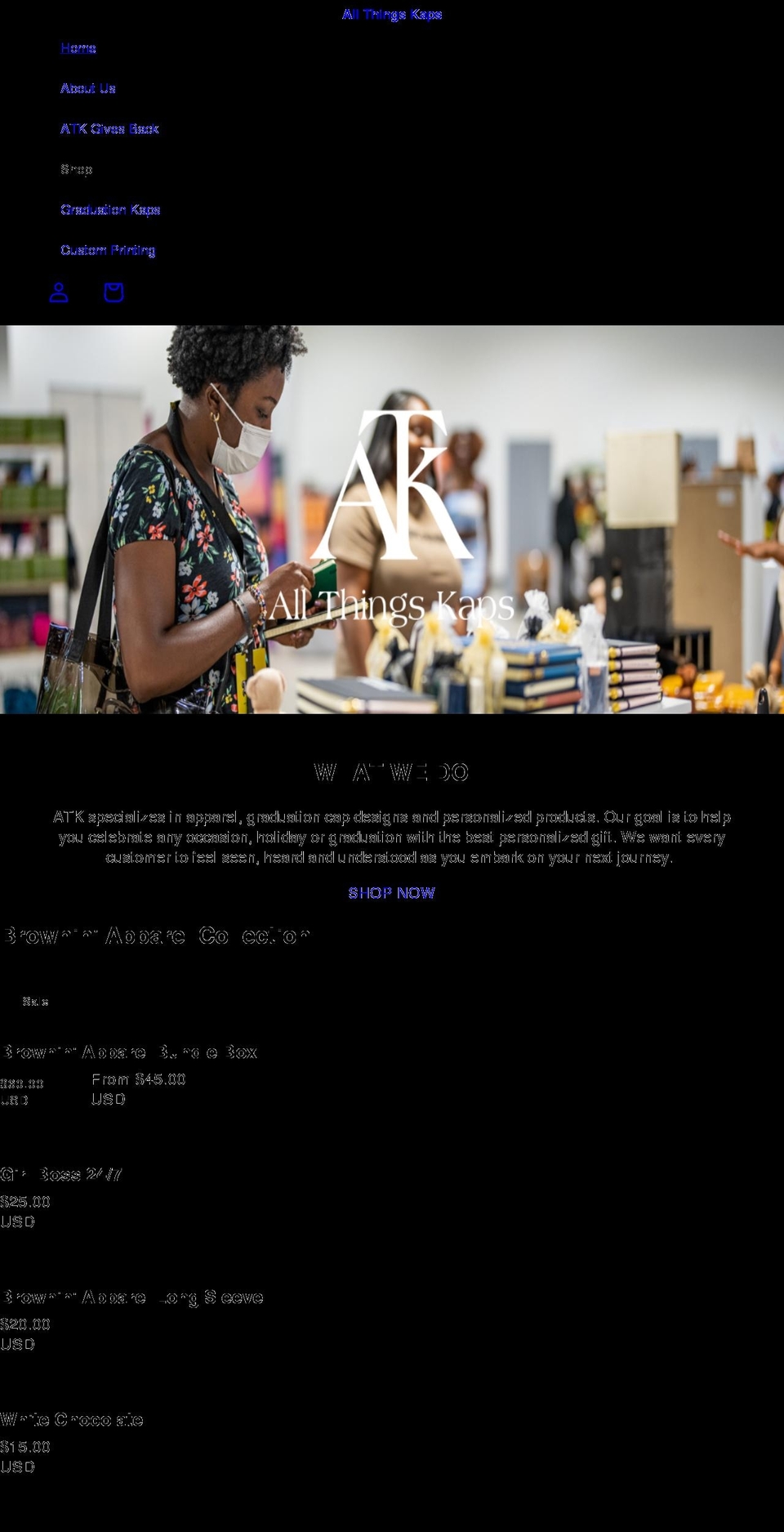 allthingskaps.com shopify website screenshot
