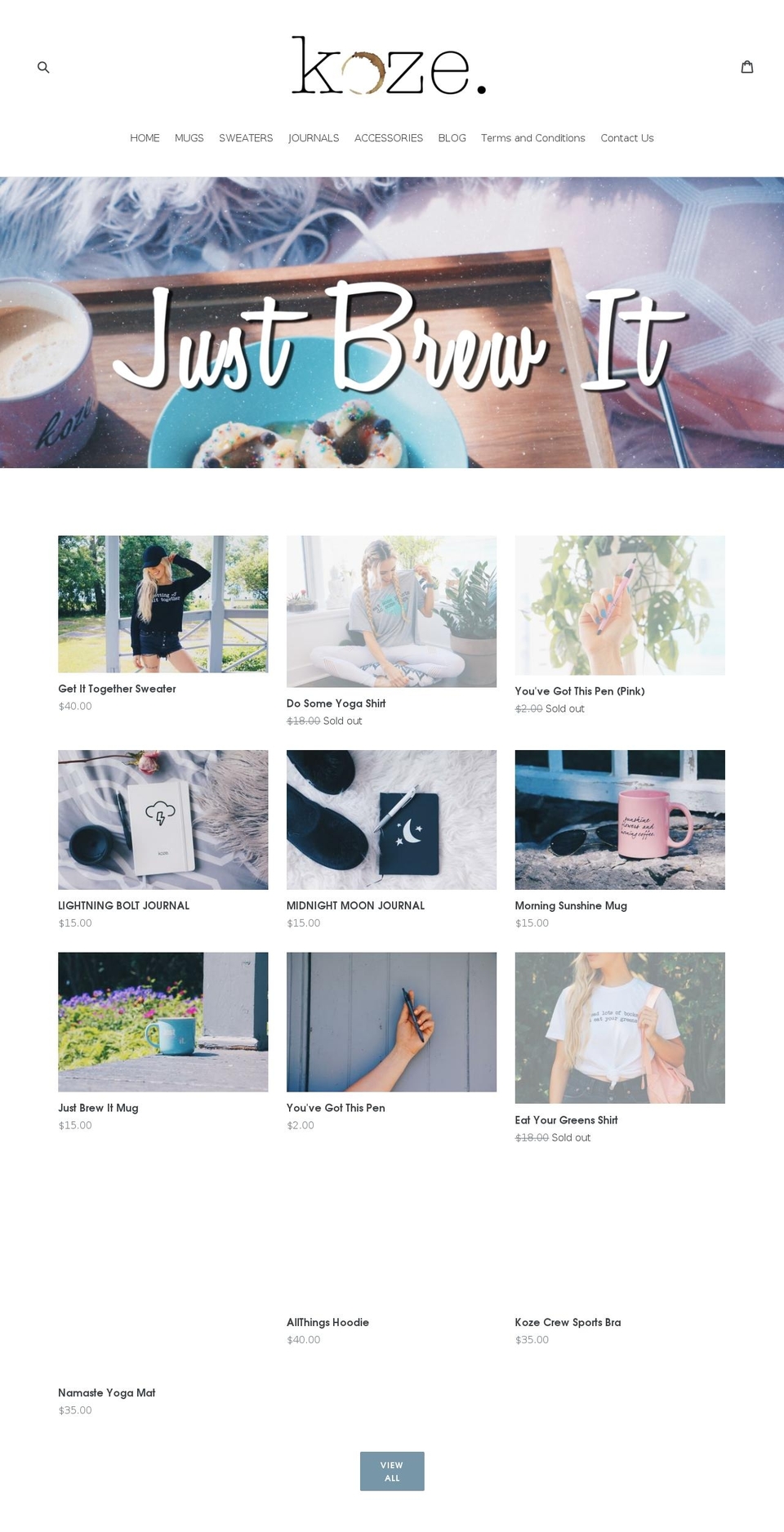 allthingskoze.com shopify website screenshot