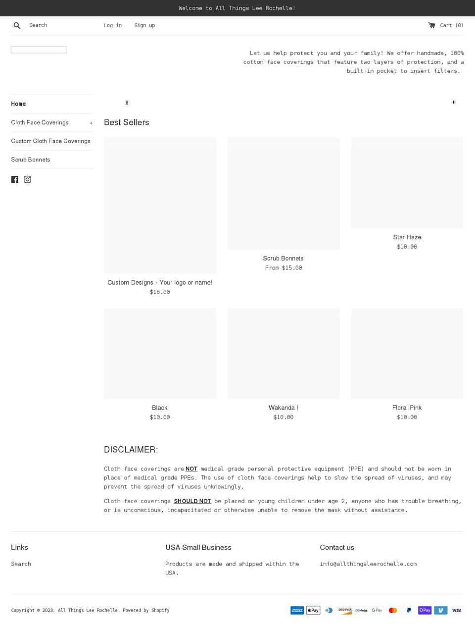allthingsleerochelle.com shopify website screenshot