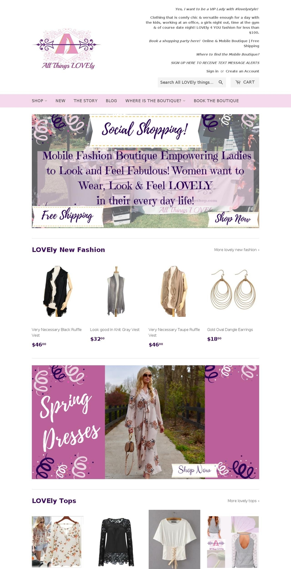 allthingslovelyshop.com shopify website screenshot