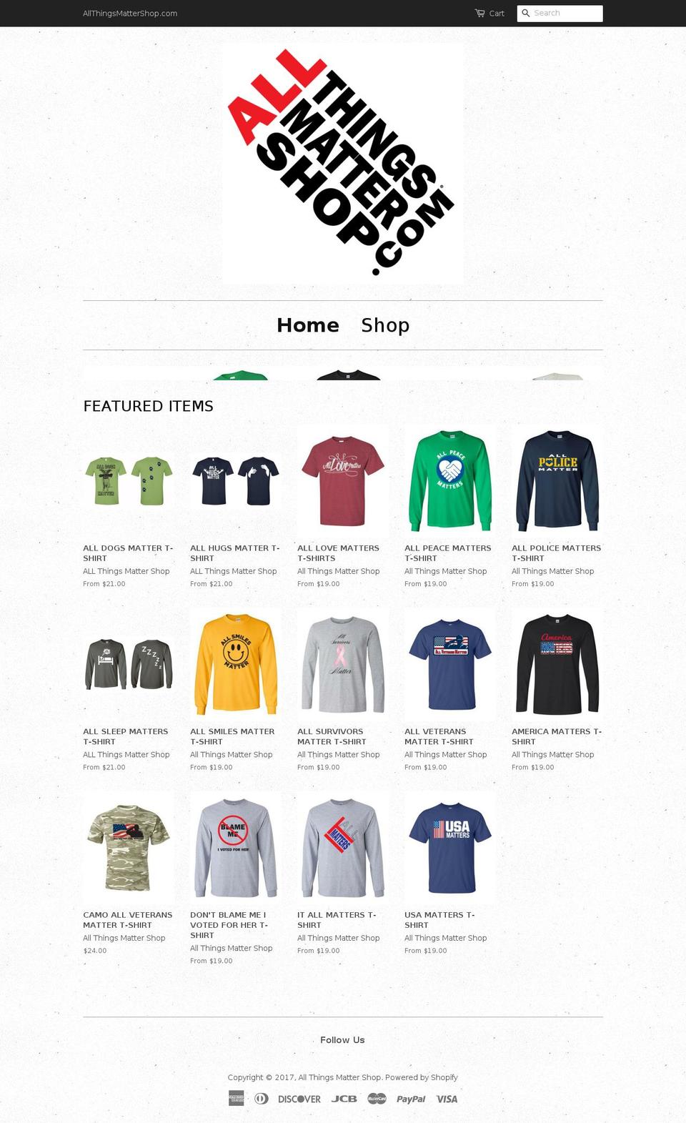 allthingsmattershop.com shopify website screenshot