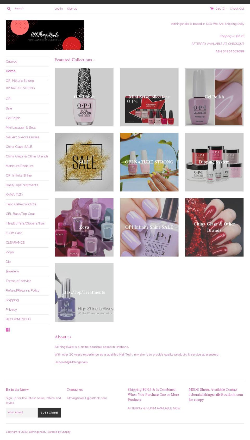 allthingsnails.com.au shopify website screenshot