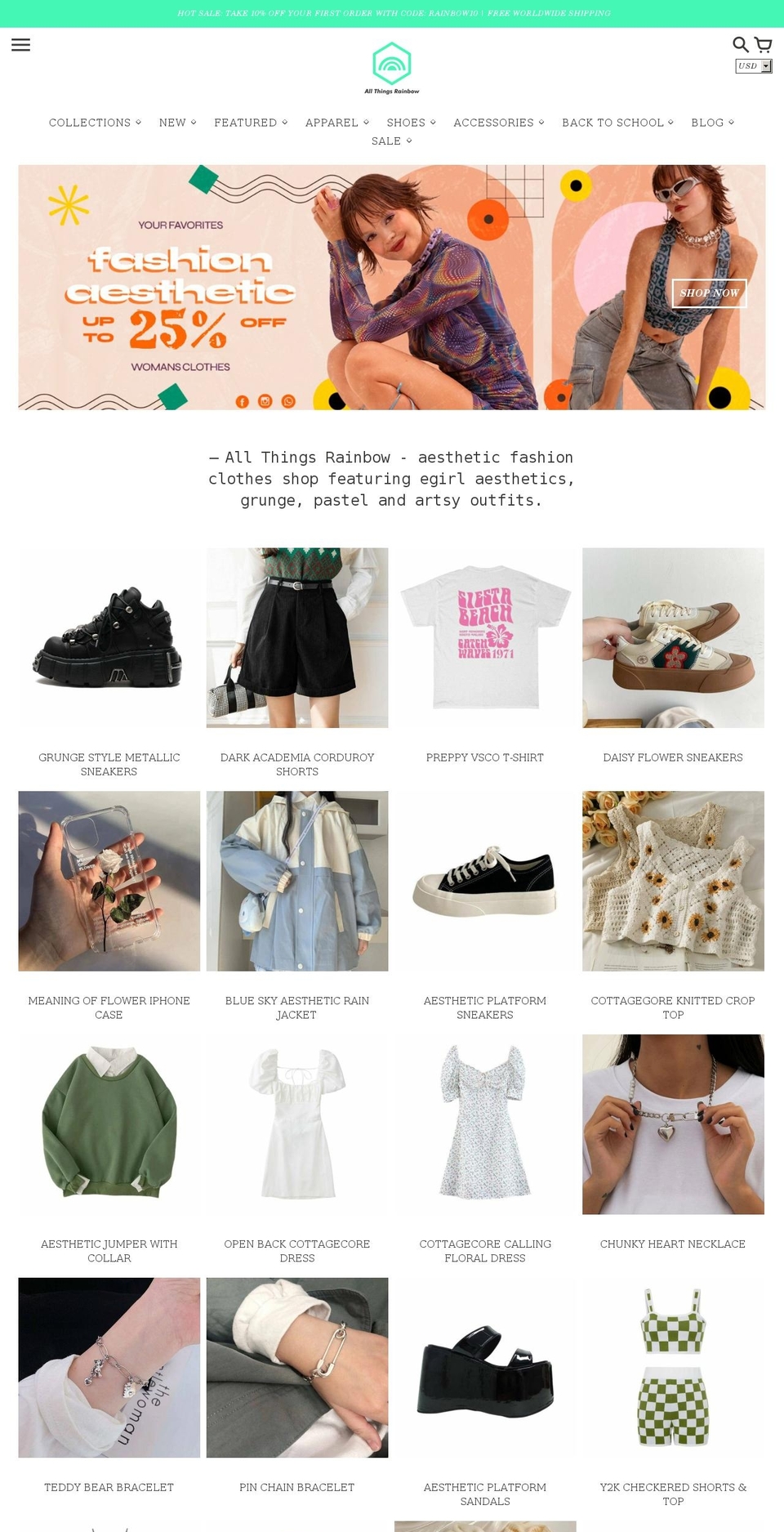 allthingsrainbowstore.com shopify website screenshot
