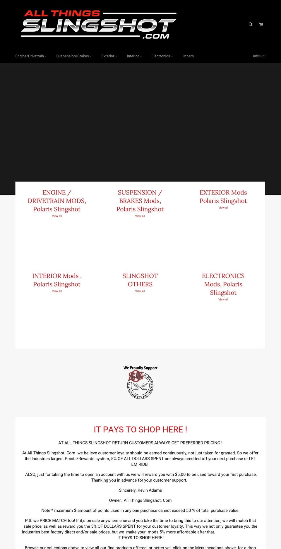 allthingsslingshots.com — Shopify storefront screenshot