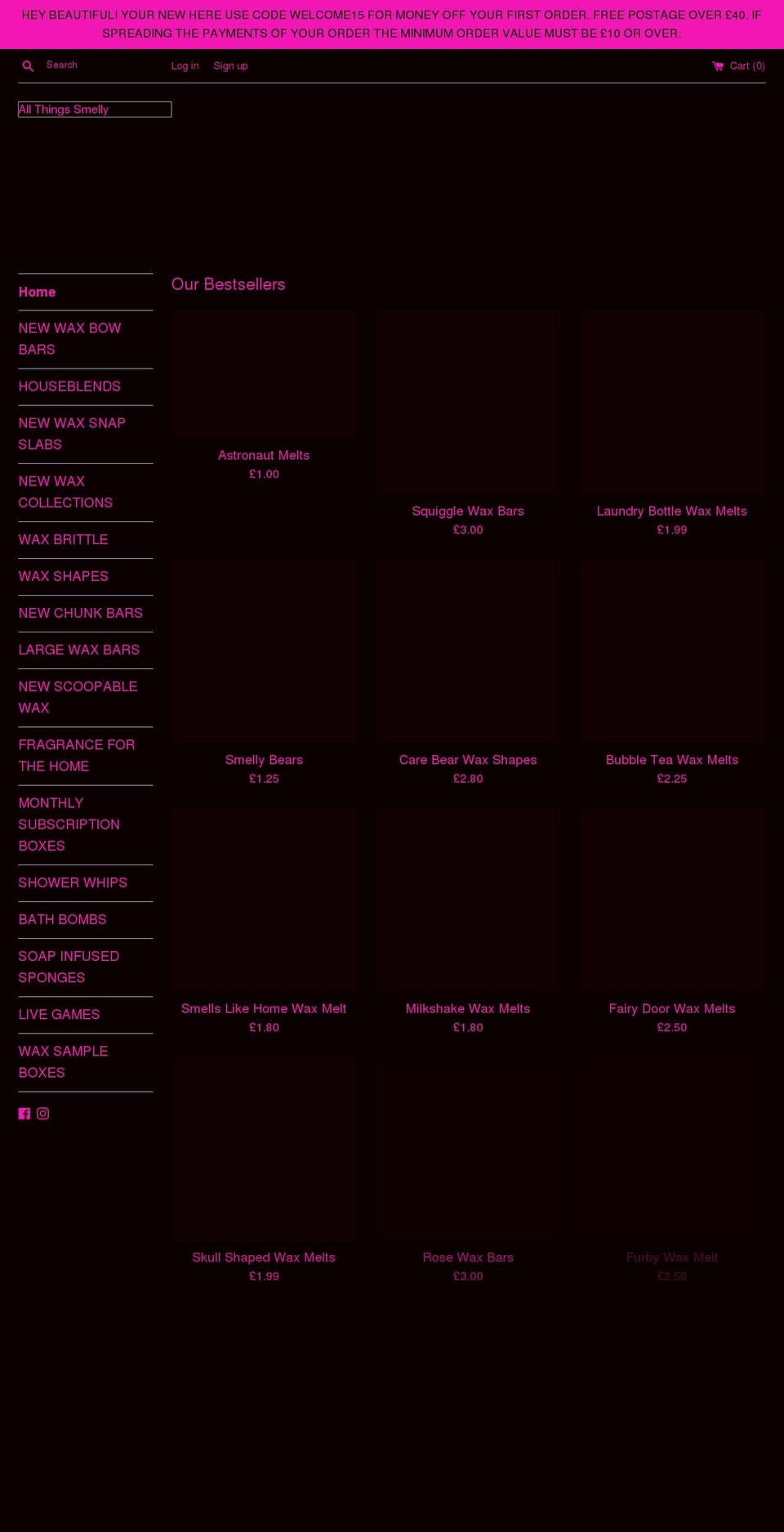 allthingssmelly.com shopify website screenshot