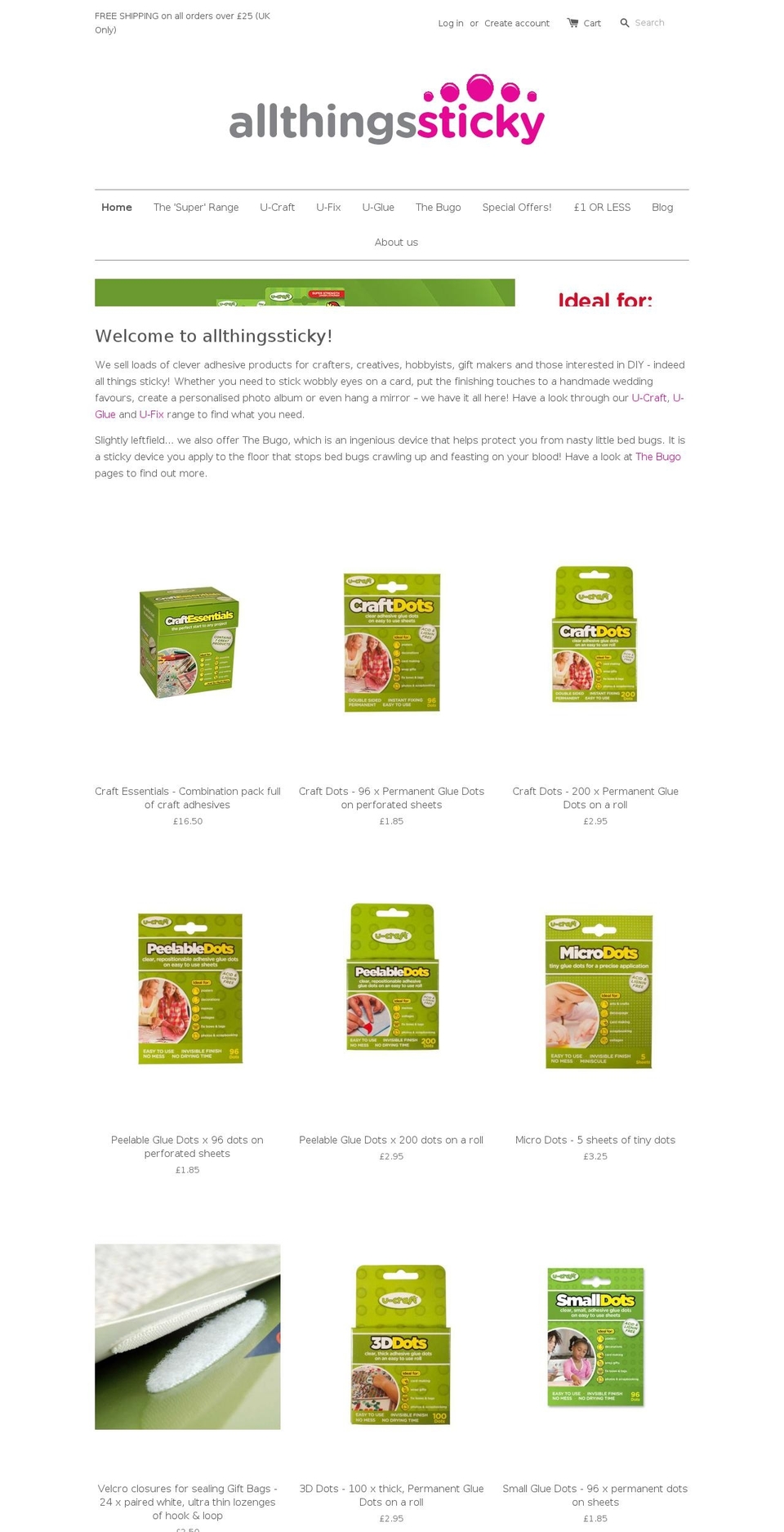 allthingssticky.com shopify website screenshot