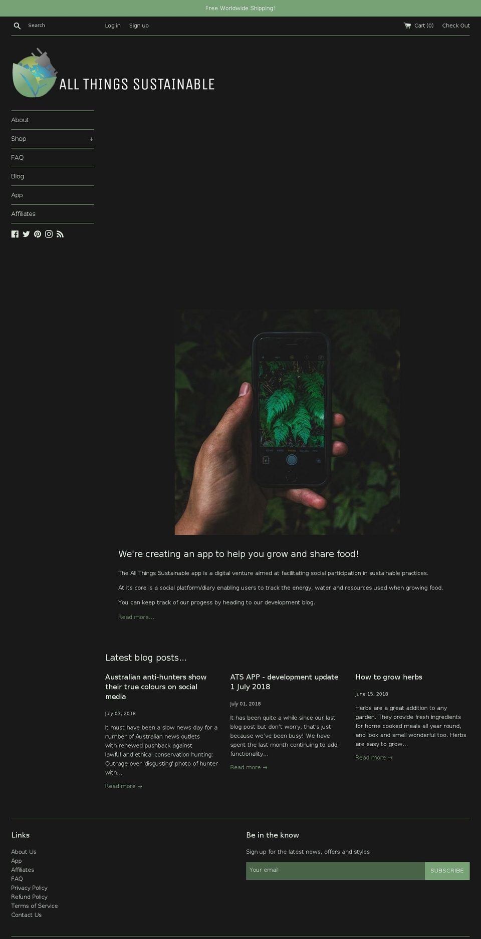 allthingssustainable.net shopify website screenshot
