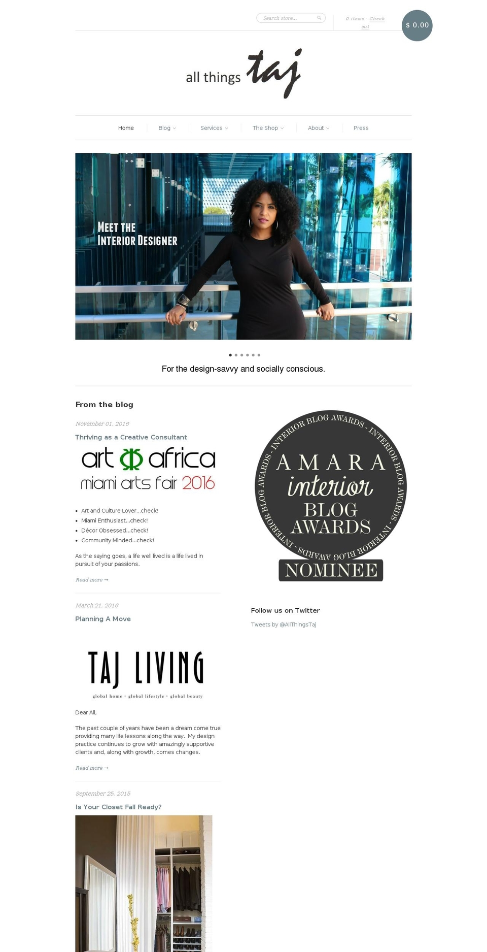 allthingstaj.com shopify website screenshot