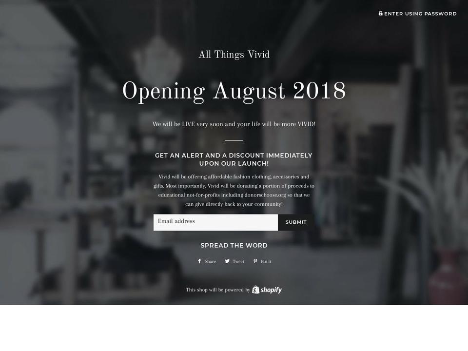 allthingsvivid.com — Shopify storefront screenshot