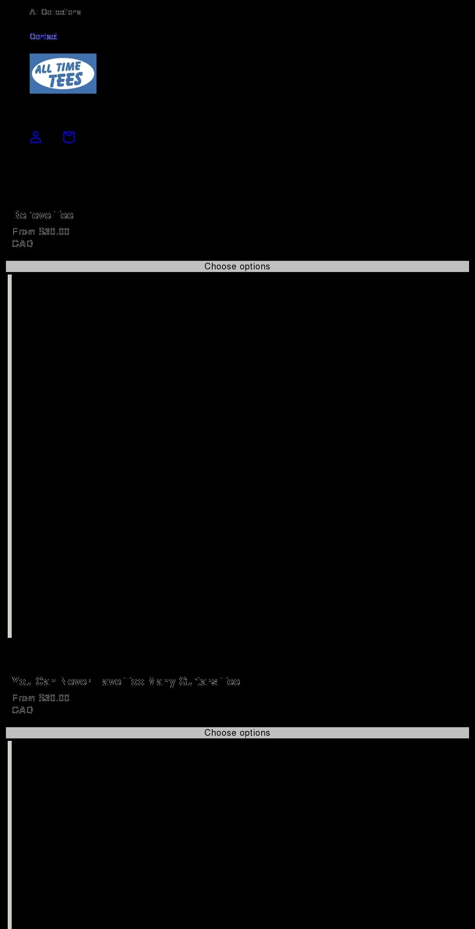 alltimetees.com shopify website screenshot