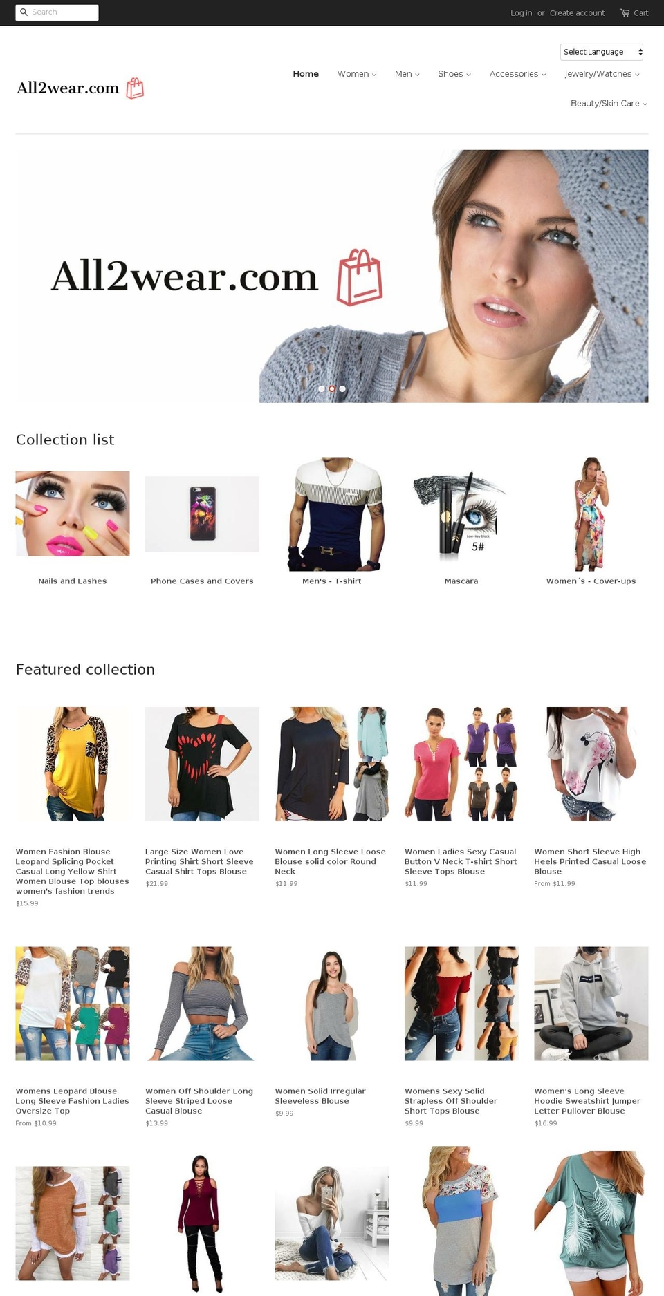 alltowear.com — Shopify storefront screenshot