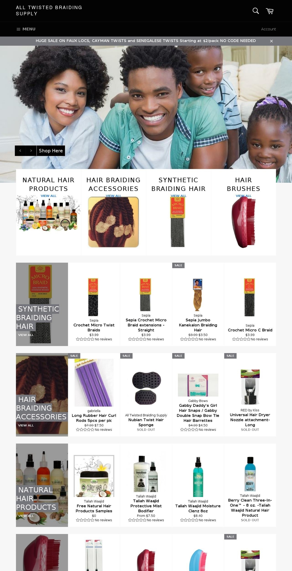 alltwistedbraiding.com shopify website screenshot