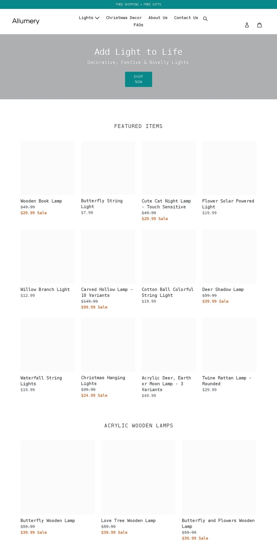 allumery.com shopify website screenshot