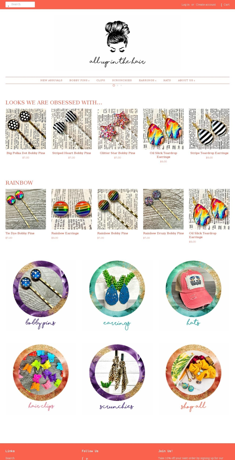 allupinthehair.com shopify website screenshot