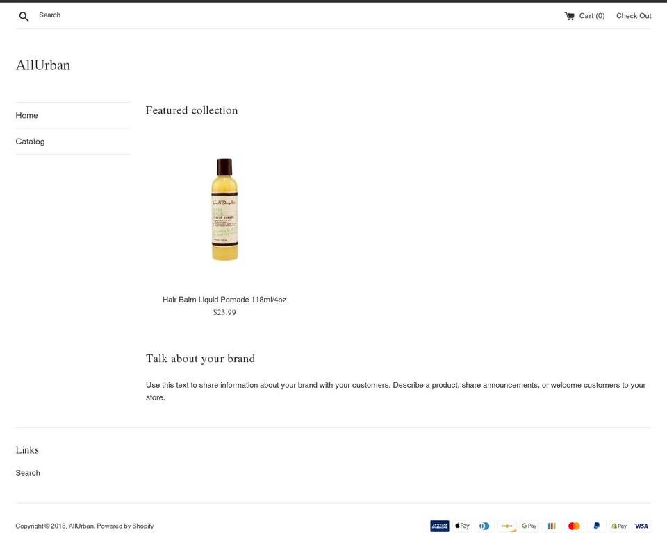 allurban.com — Shopify storefront screenshot
