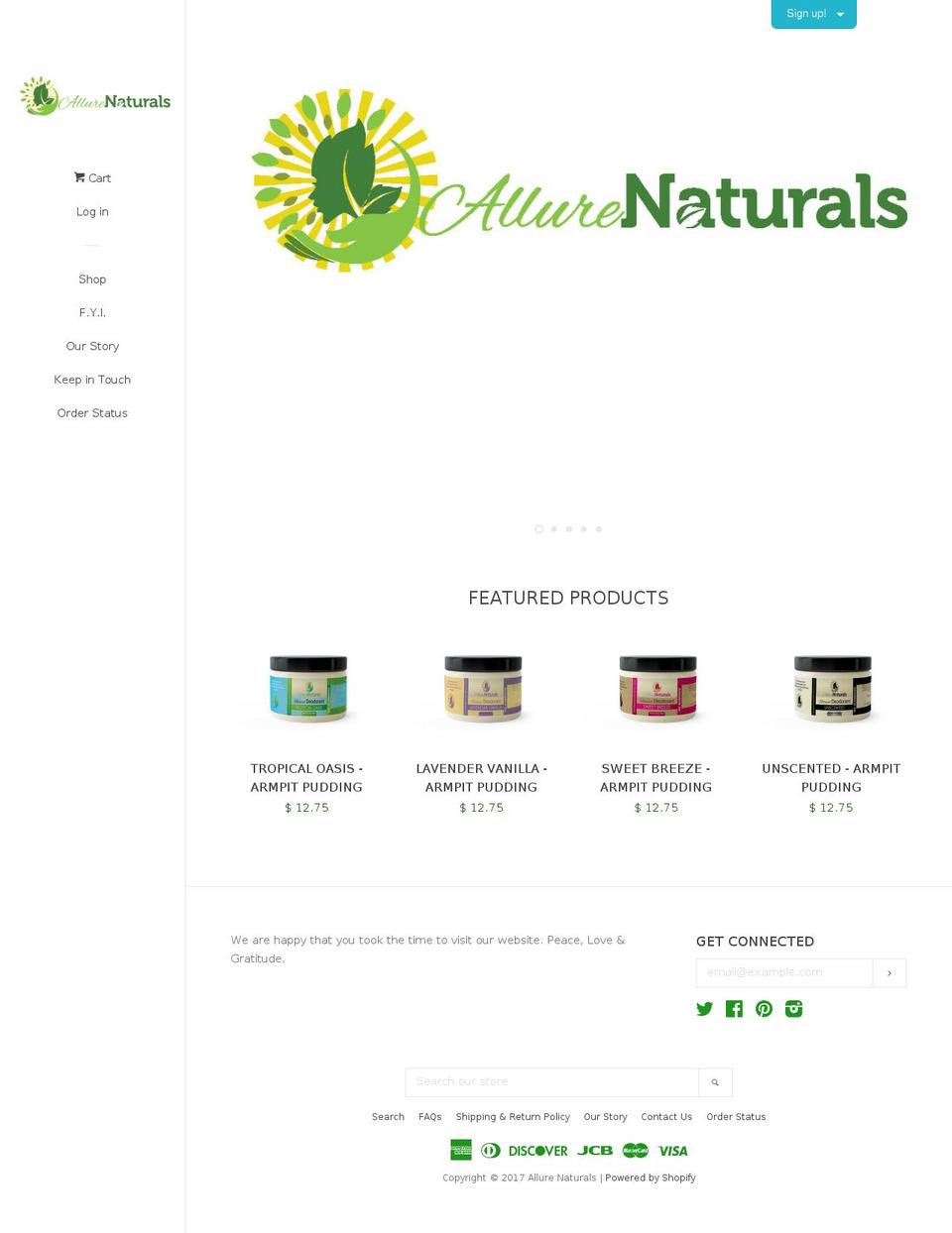 allure-naturals.com shopify website screenshot