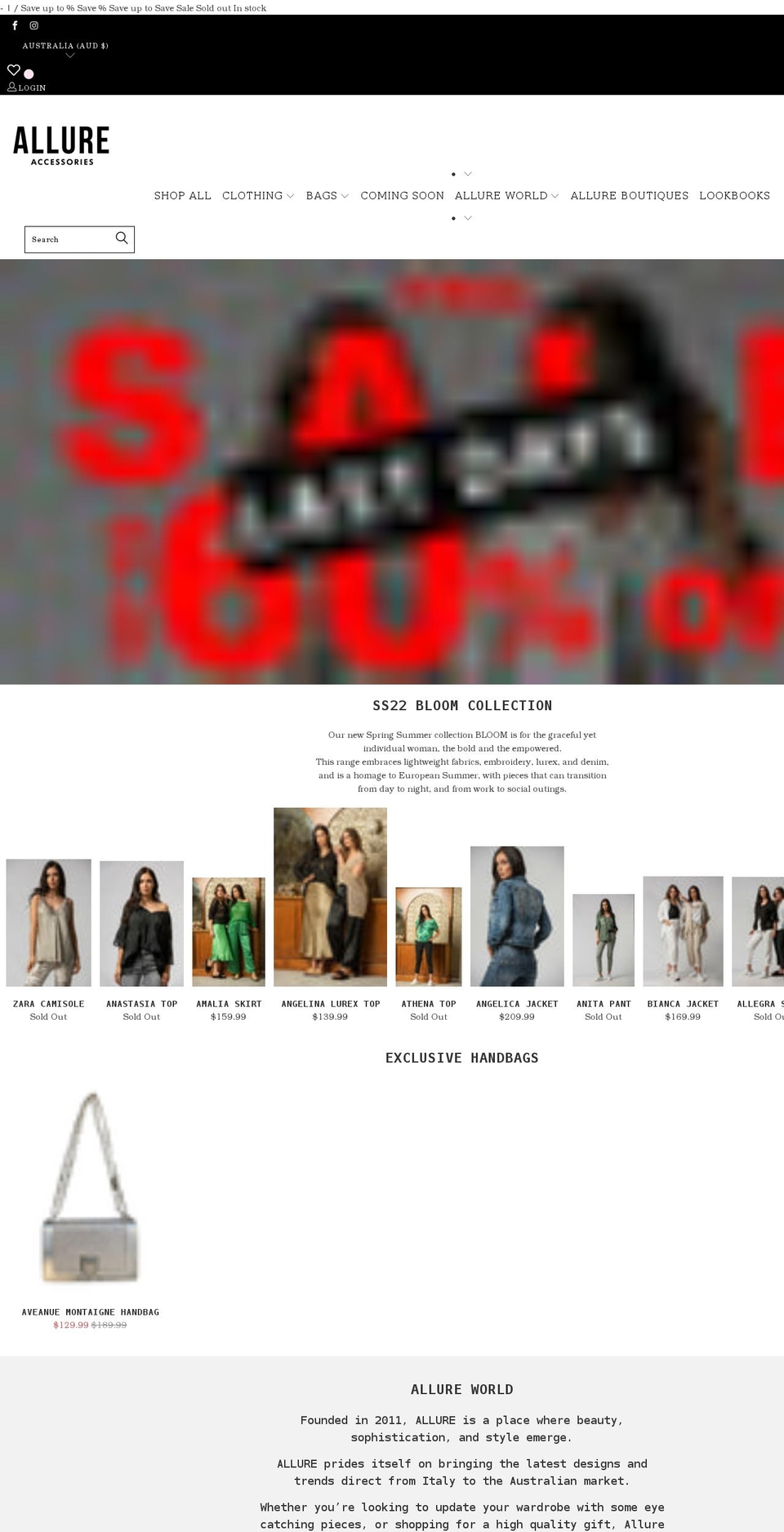 allureaccessories.com.au shopify website screenshot