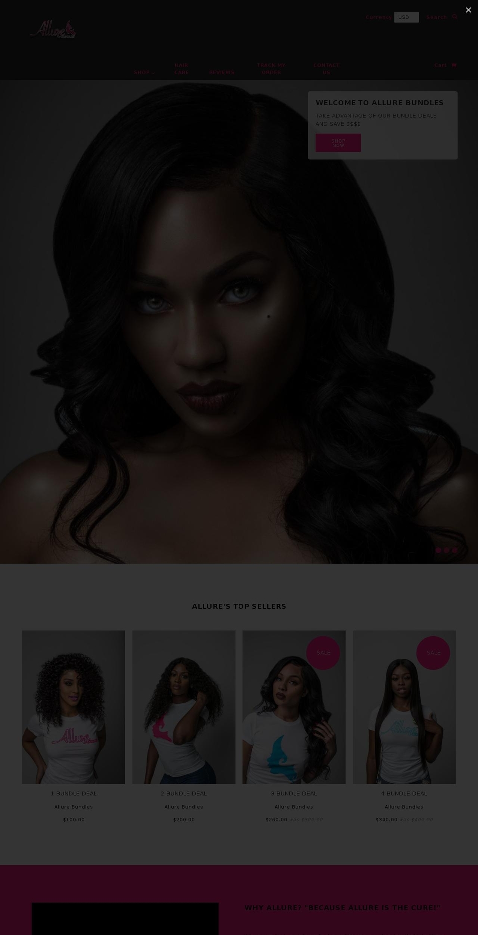 allurebundlesllc.com — Shopify storefront screenshot