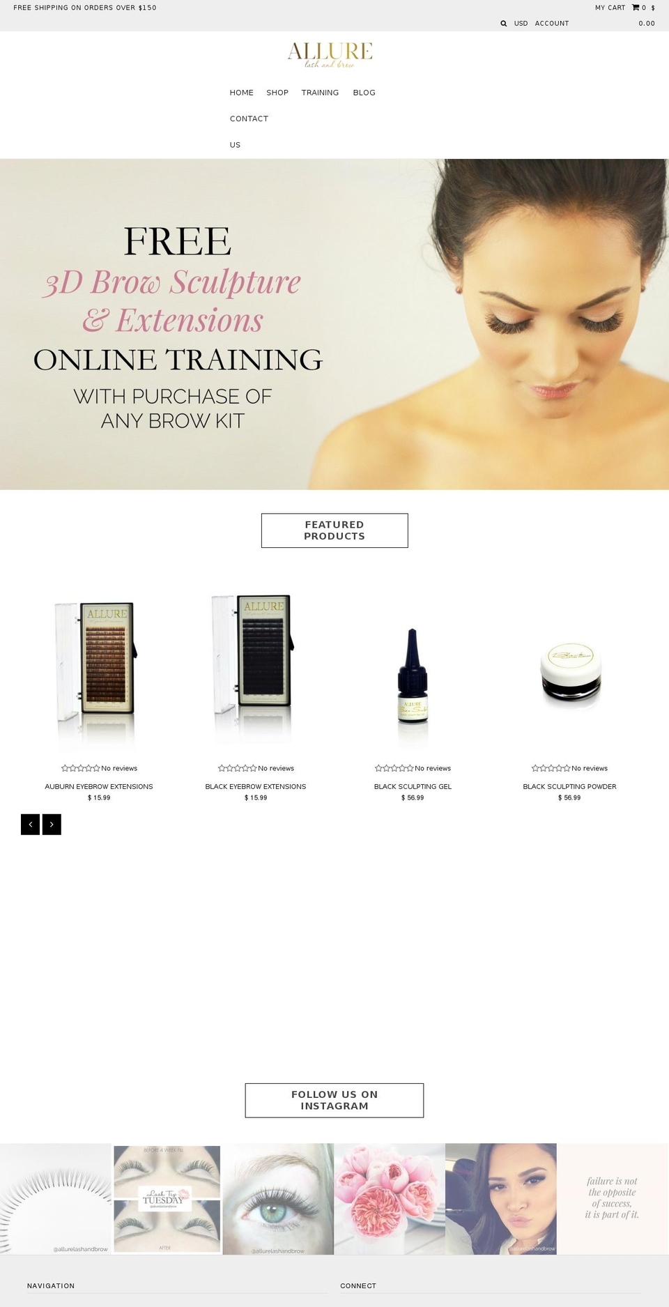 allureeyelashextensions.com — Shopify storefront screenshot