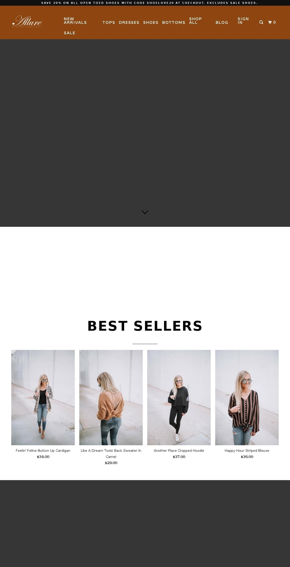allurefashionsboutique.com shopify website screenshot