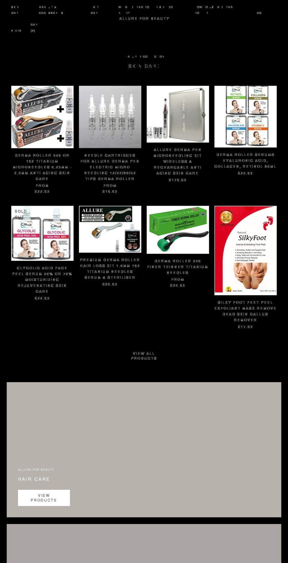 allureforbeauty.com.au shopify website screenshot