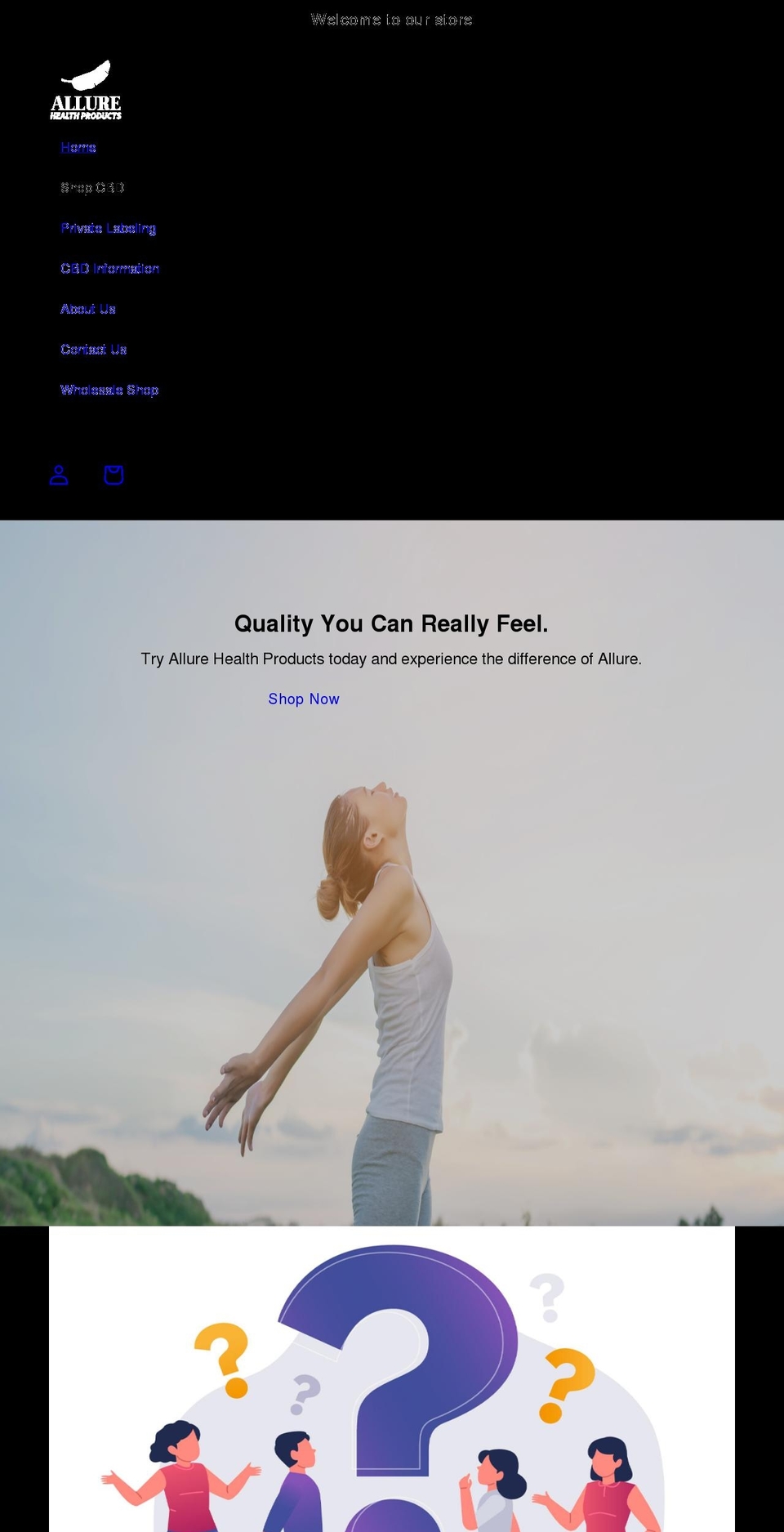 allurehealthproducts.com shopify website screenshot