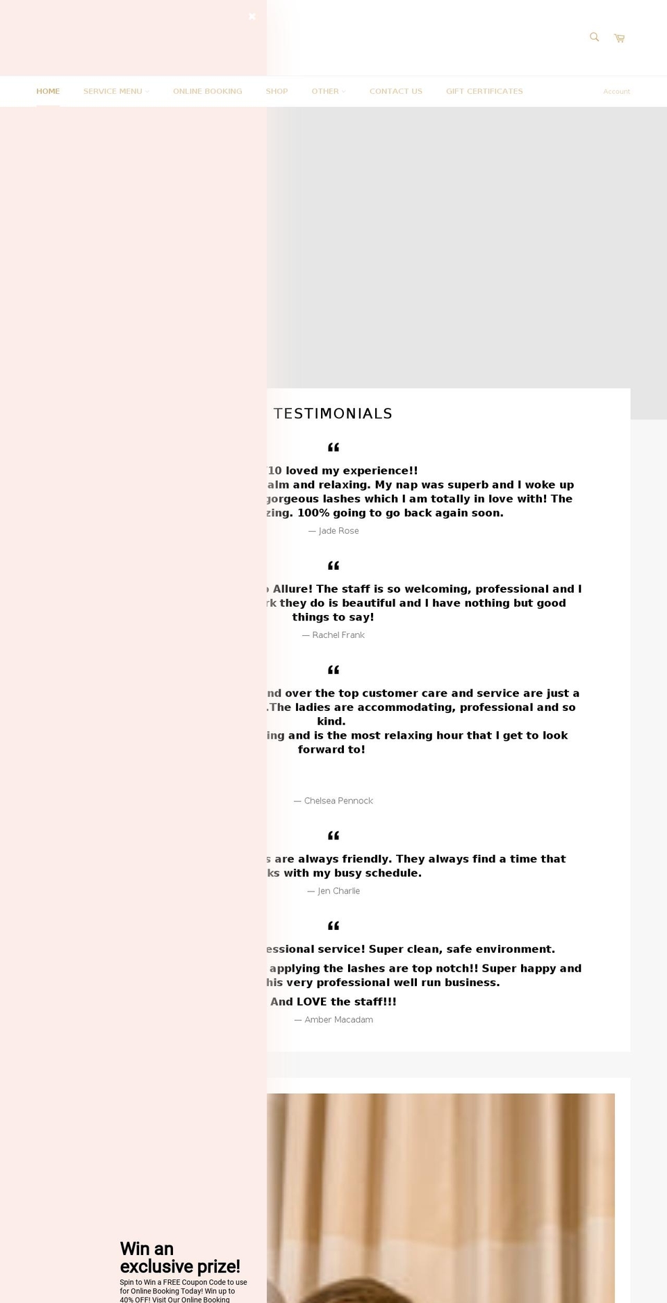 allurelashes.ca shopify website screenshot