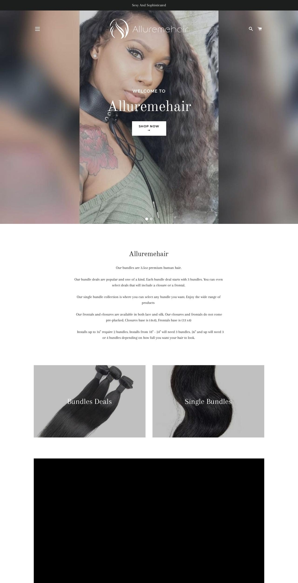 alluremehair.com — Shopify storefront screenshot