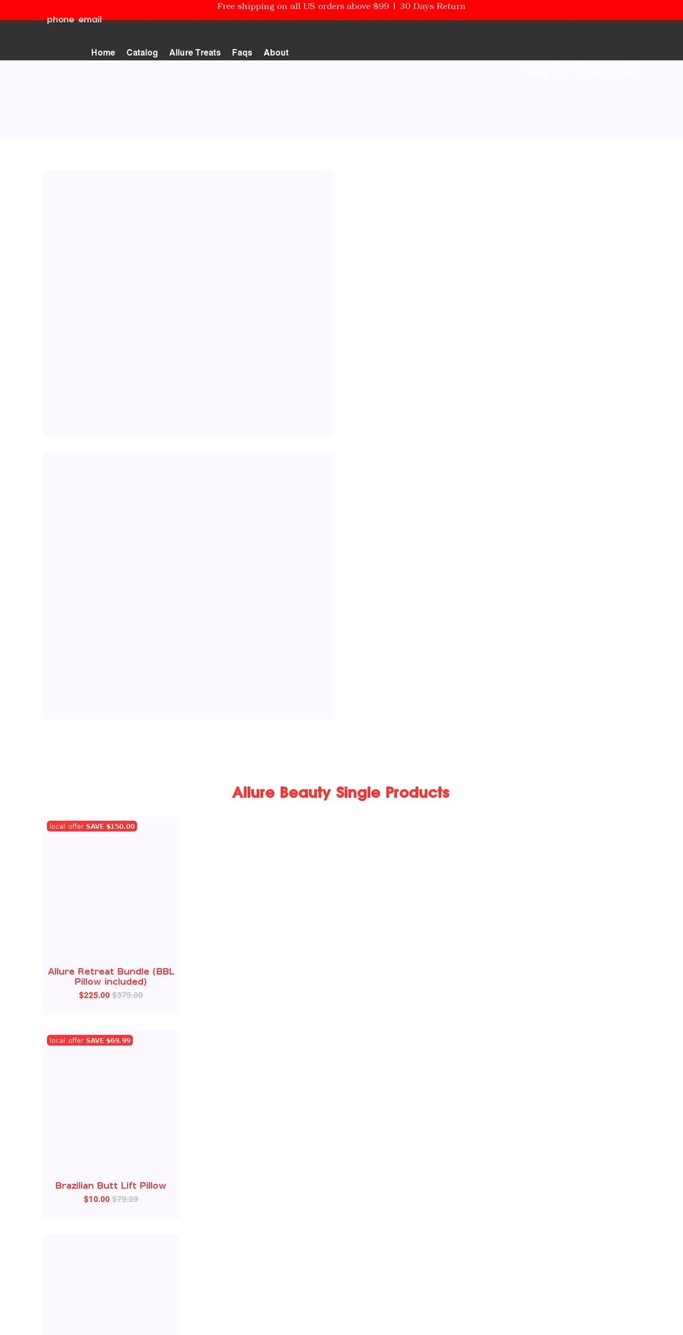 allureretreatbag.com shopify website screenshot