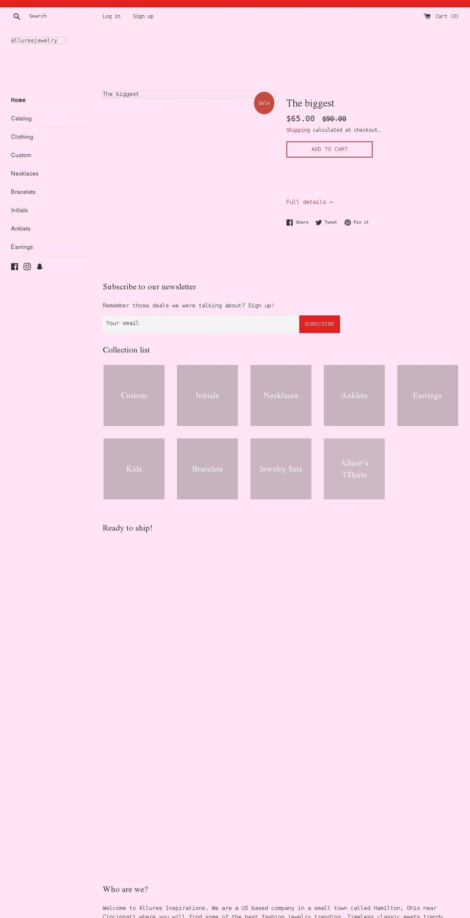alluresinspirations.com shopify website screenshot