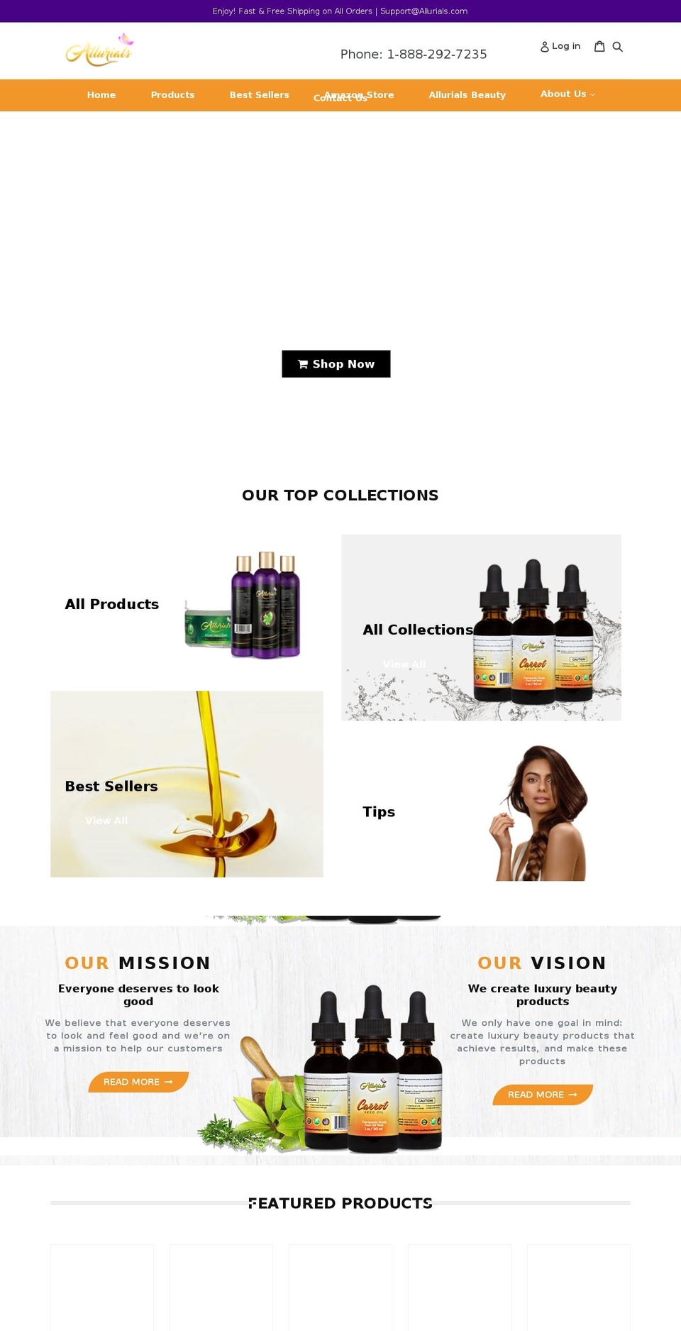 allurials.com shopify website screenshot