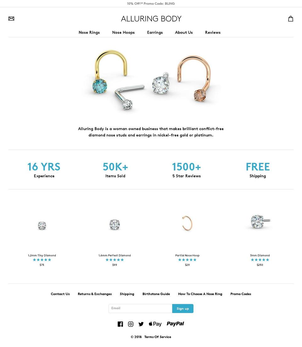alluringbody.jewelry shopify website screenshot