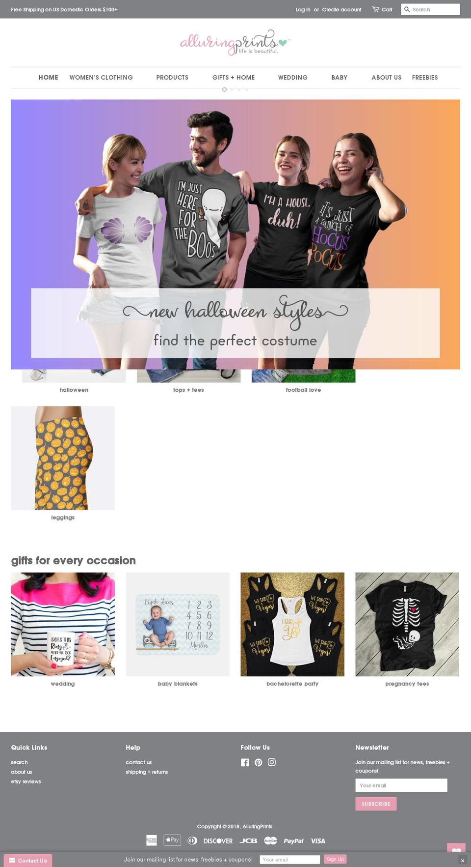 alluringprints.com — Shopify storefront screenshot
