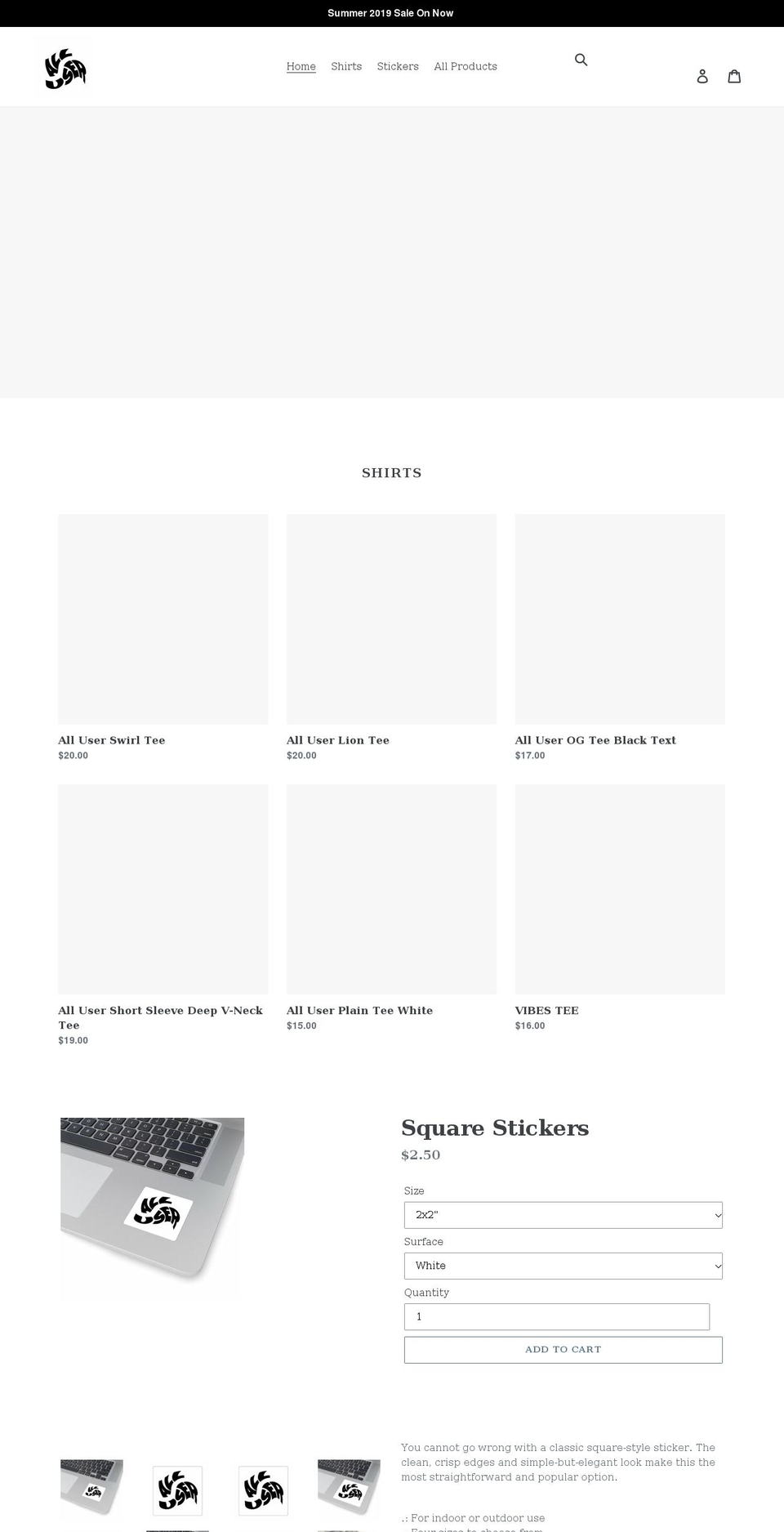 alluserclothing.com shopify website screenshot