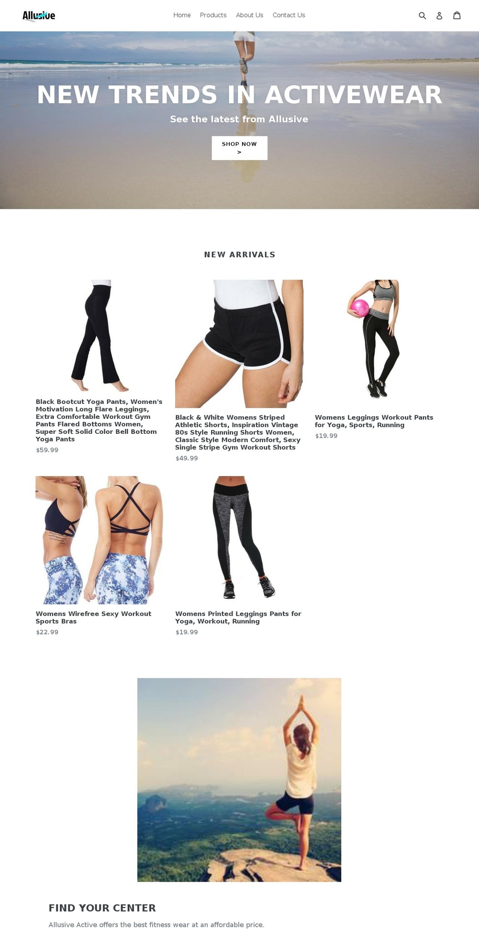 allusiveactive.com shopify website screenshot